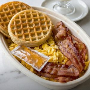 Waffles and eggs