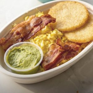 Arepa, avocado and eggs